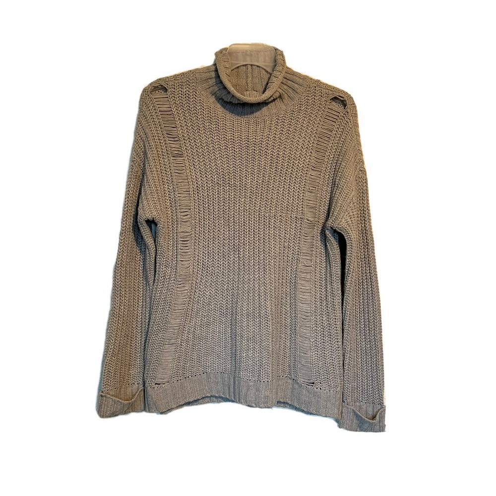 SUPPLIES WOMENS PULLOVER SWEATER SIZE M DISTRESSED GRAY KNIT BP